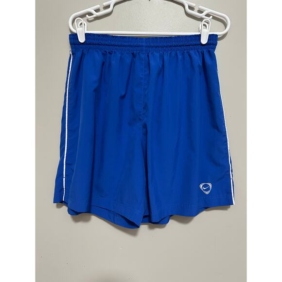 Nike 90s Rare Vintage Soccer Shorts Satin Nylon Glanz Blue XL - Picture 1 of 7